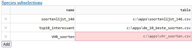 screenshot MNP GUI met 3 soortenlijsten